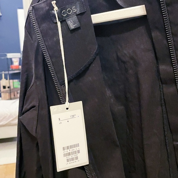[NWT] COS Zip Back Linen Blend Black Dress | Sz 6 - Picture 6 of 6